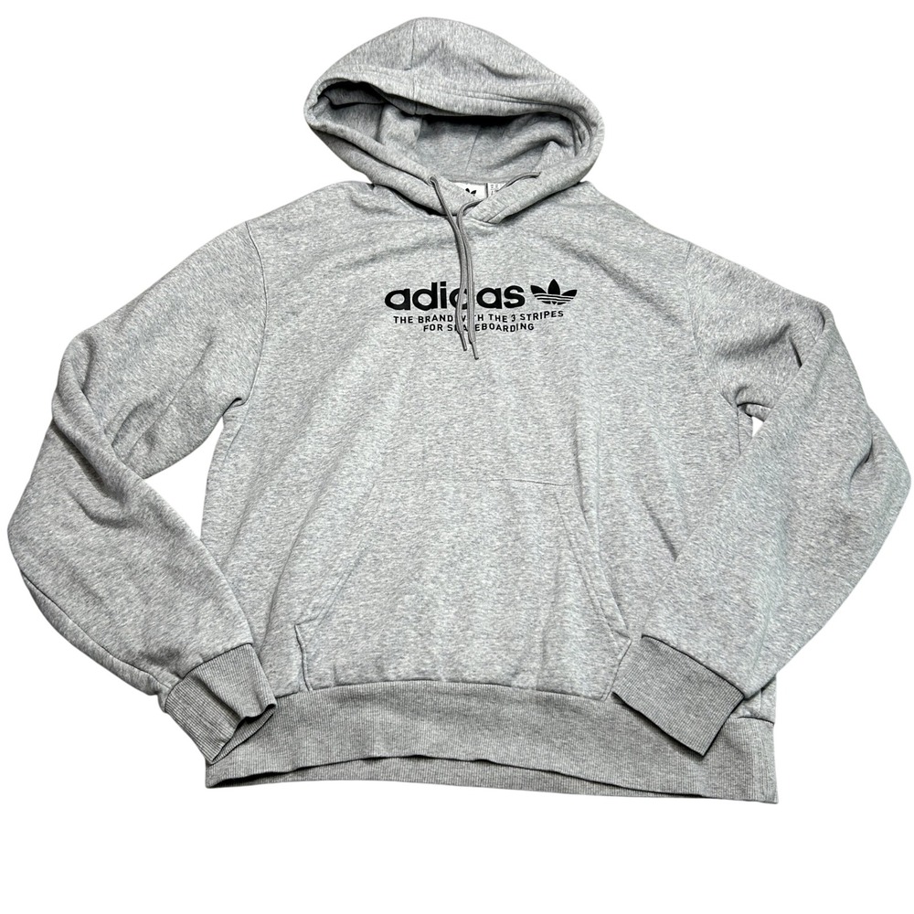 Adidas Skateboarding Trefoil Hoodie Heather Grey HM2585 Mens Medium